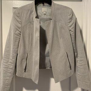 Halogen white/gray herringbone cropped blazer